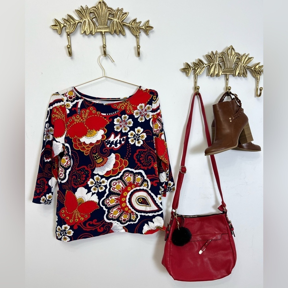 Cotton Talbots paisley top L ptp 22”